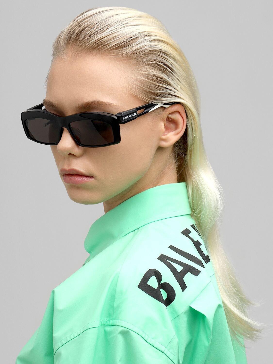 Balenciaga Hybrid Rectangle Acetate Sunglasses in Green Lyst