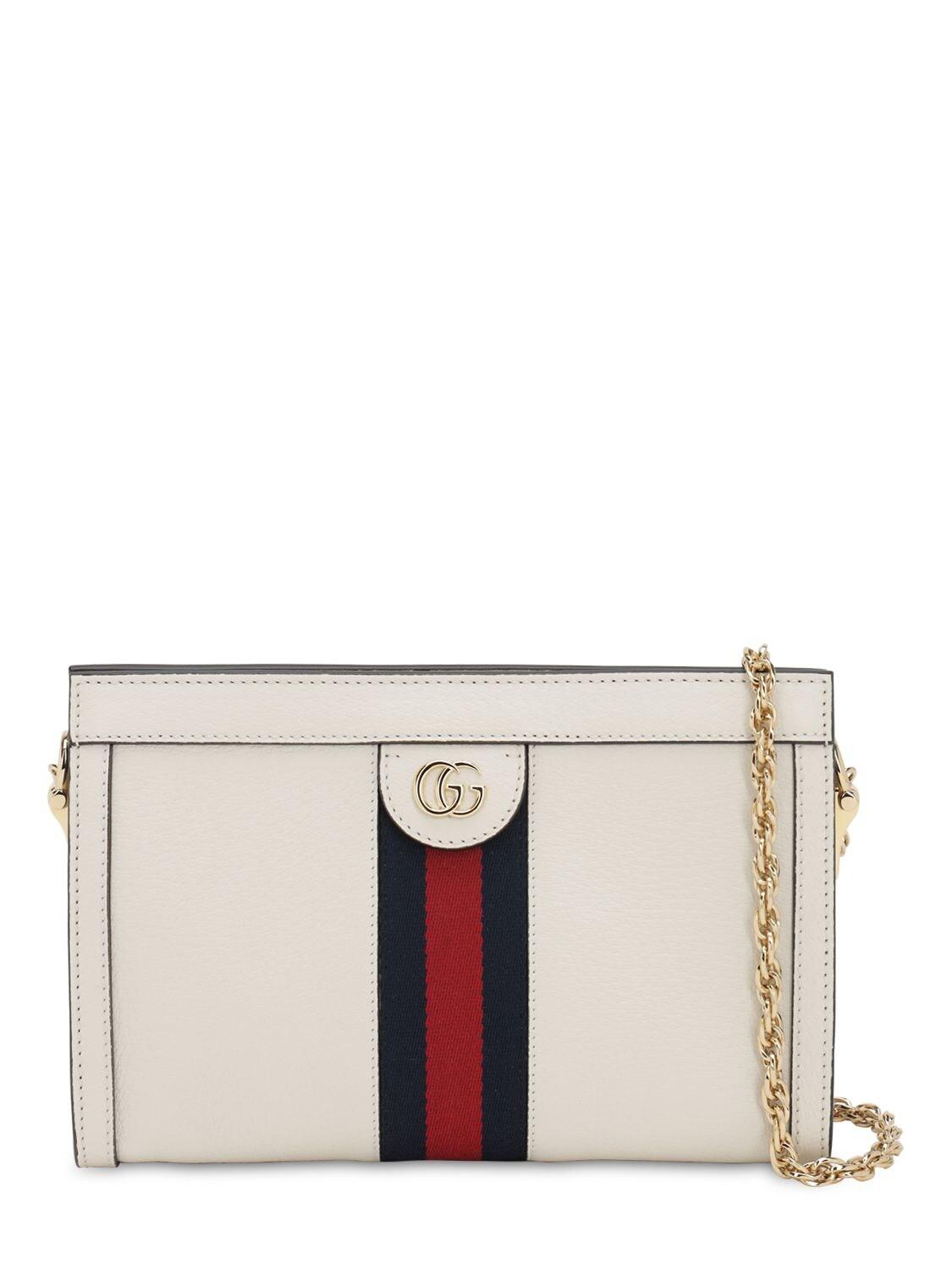 Gucci Ophidia Medium Leather Shoulder Bag in White | Lyst