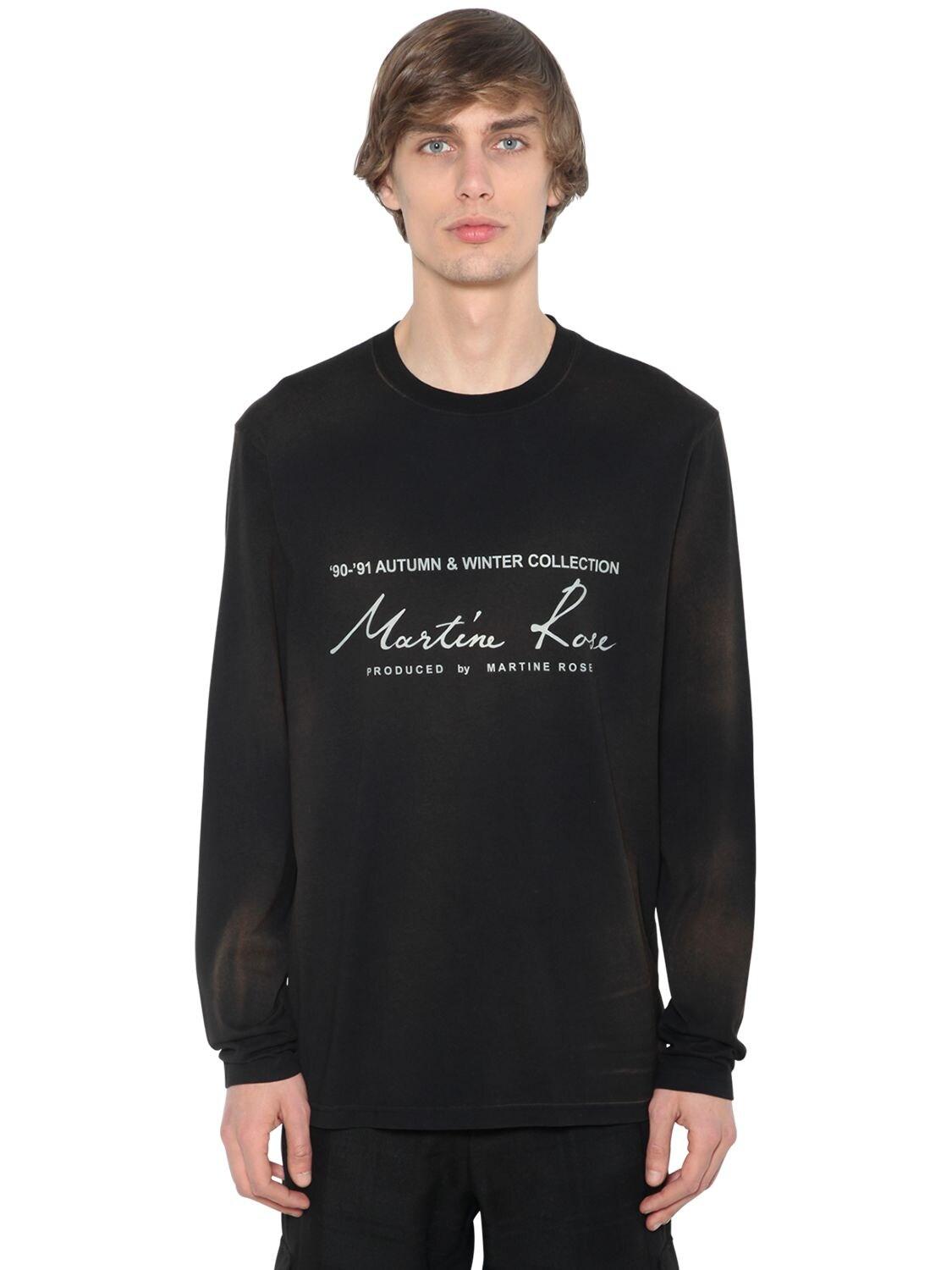 Martine Rose Logo Print Cotton Jersey Ls T-shirt in Black for Men - Lyst