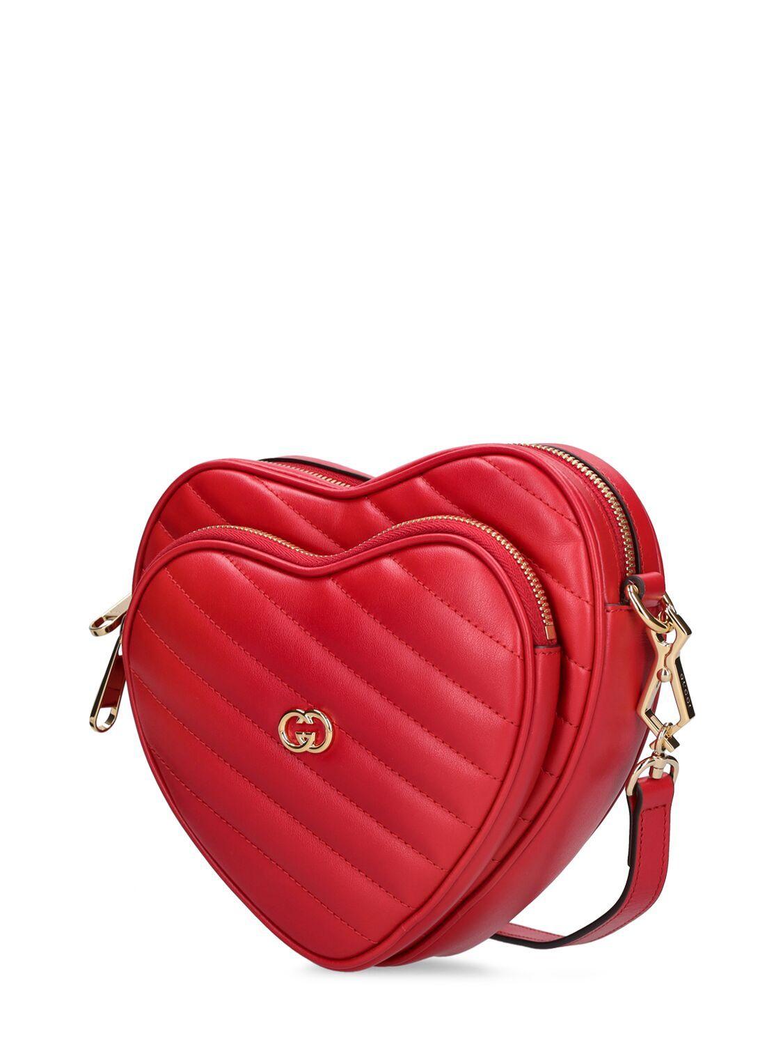 Gucci Interlocking G Mini Heart Shoulder Bag - White