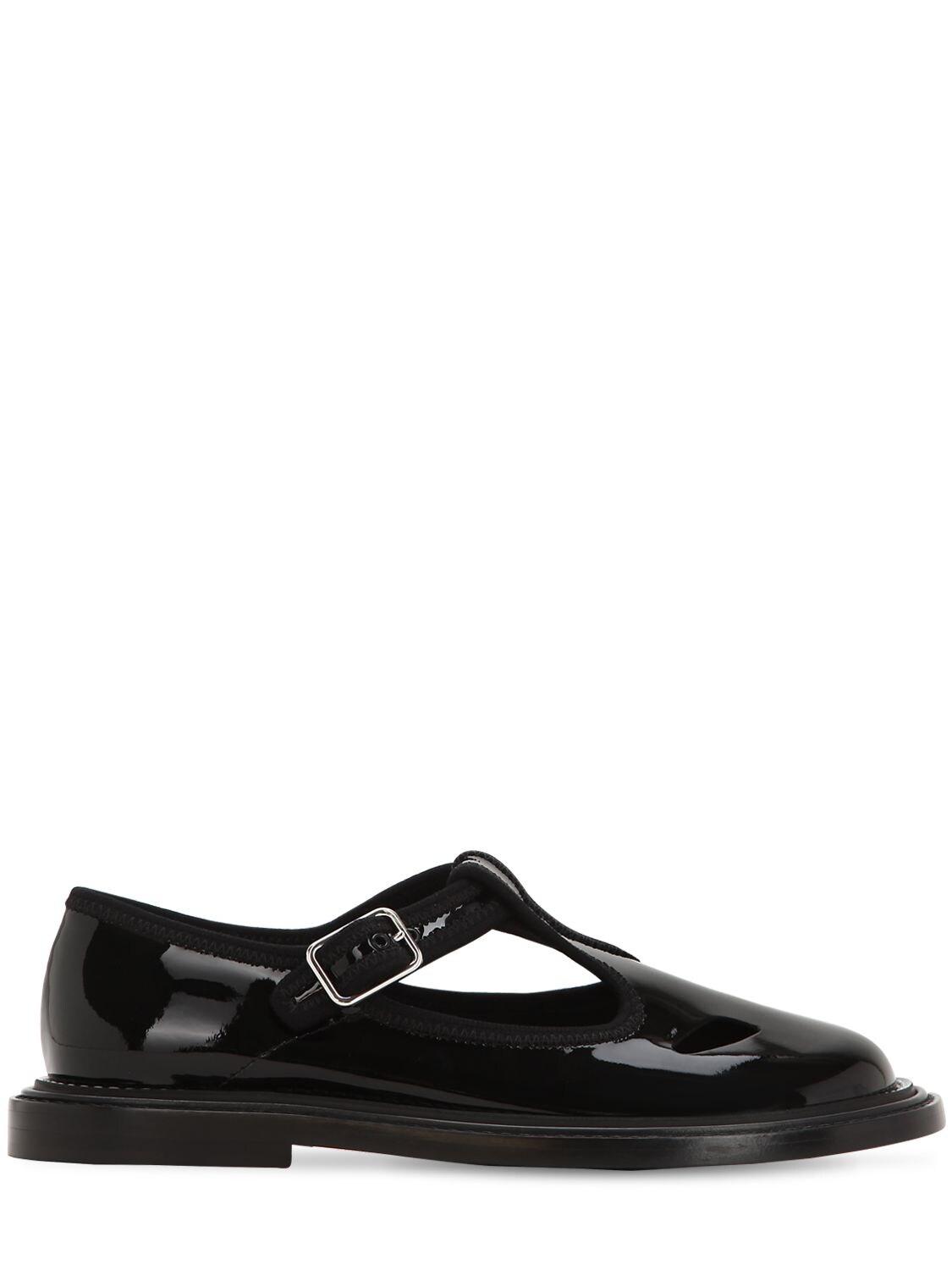 Burberry Black Patent Leather T-bar Shoes | Lyst