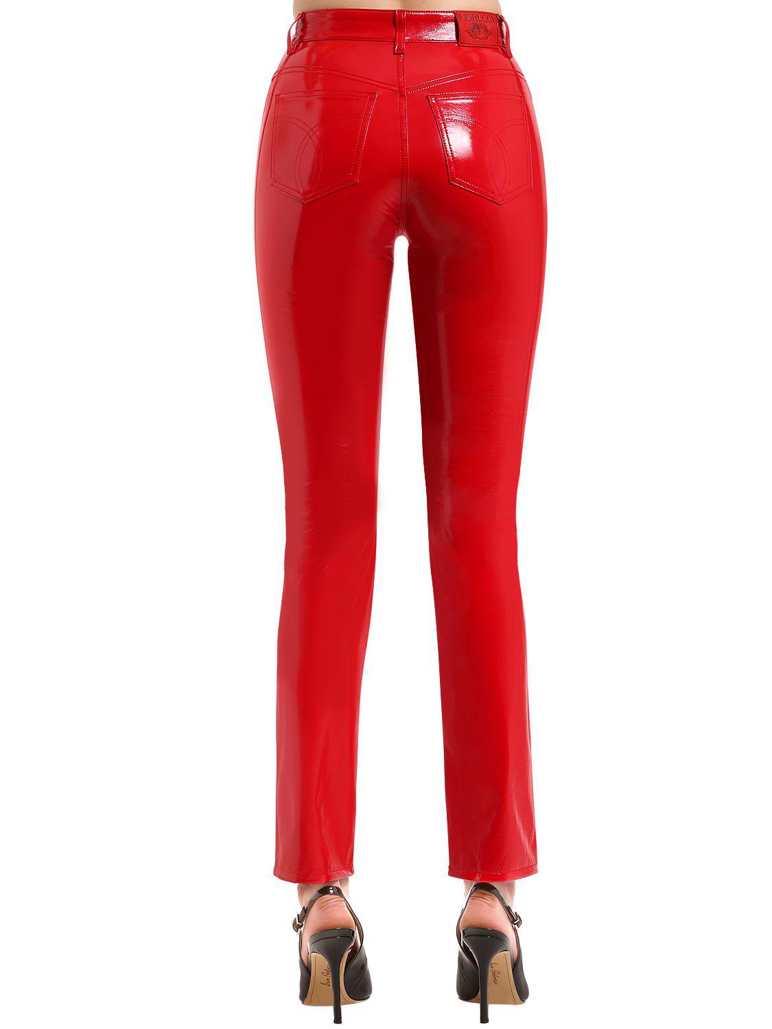 Fiorucci Yves Cigarette Vinyl Pants in Red - Lyst
