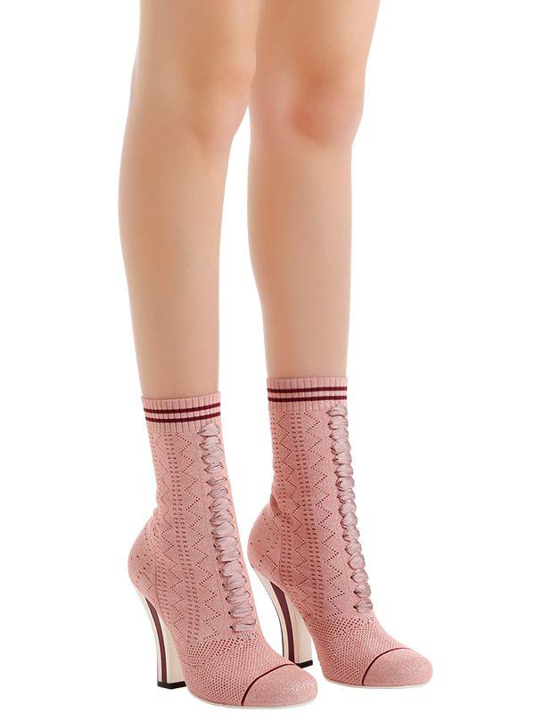 fendi stretch knit ankle boots