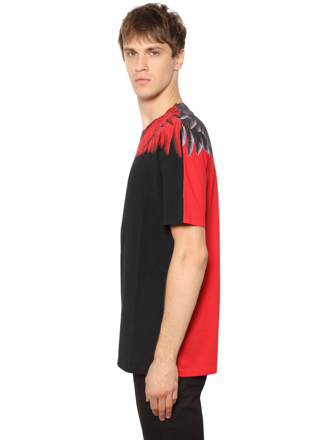 Marcelo Burlon Two Tone Double Wing Jersey T-shirt in Black/Red (Red) for  Men - Lyst