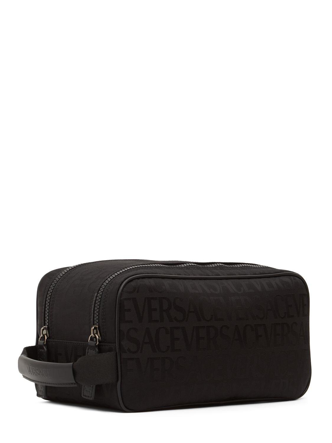 Versace Logo Jacquard Nylon Toiletry Bag in Black for Men Lyst UK