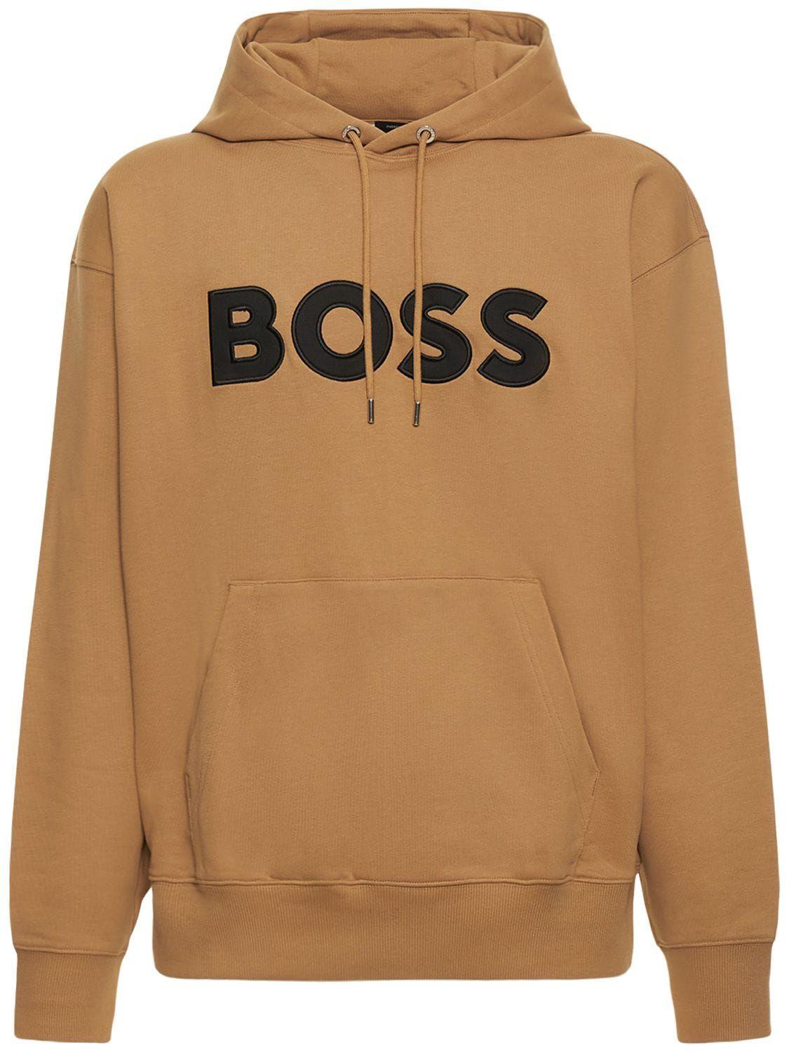 BOSS by HUGO BOSS Logo Sweatshirt Hoodie in Brown for Men | Lyst