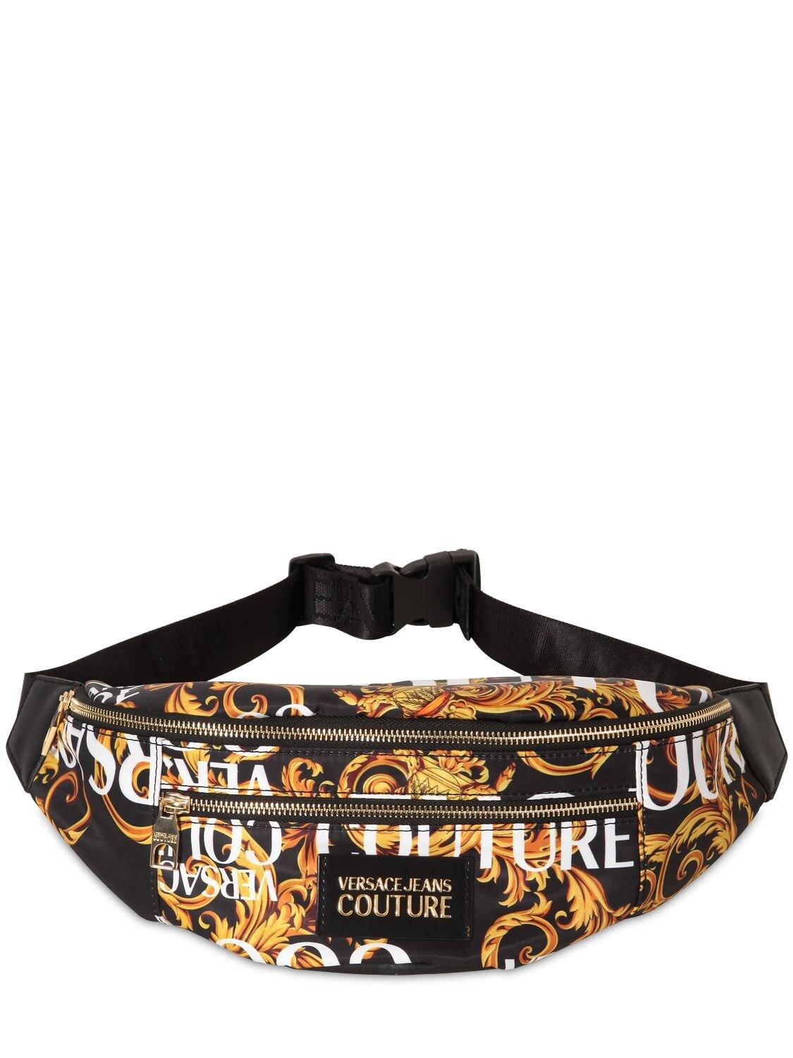 Versace Jeans Synthetic Baroque Print Nylon Belt Bag in Black for Men