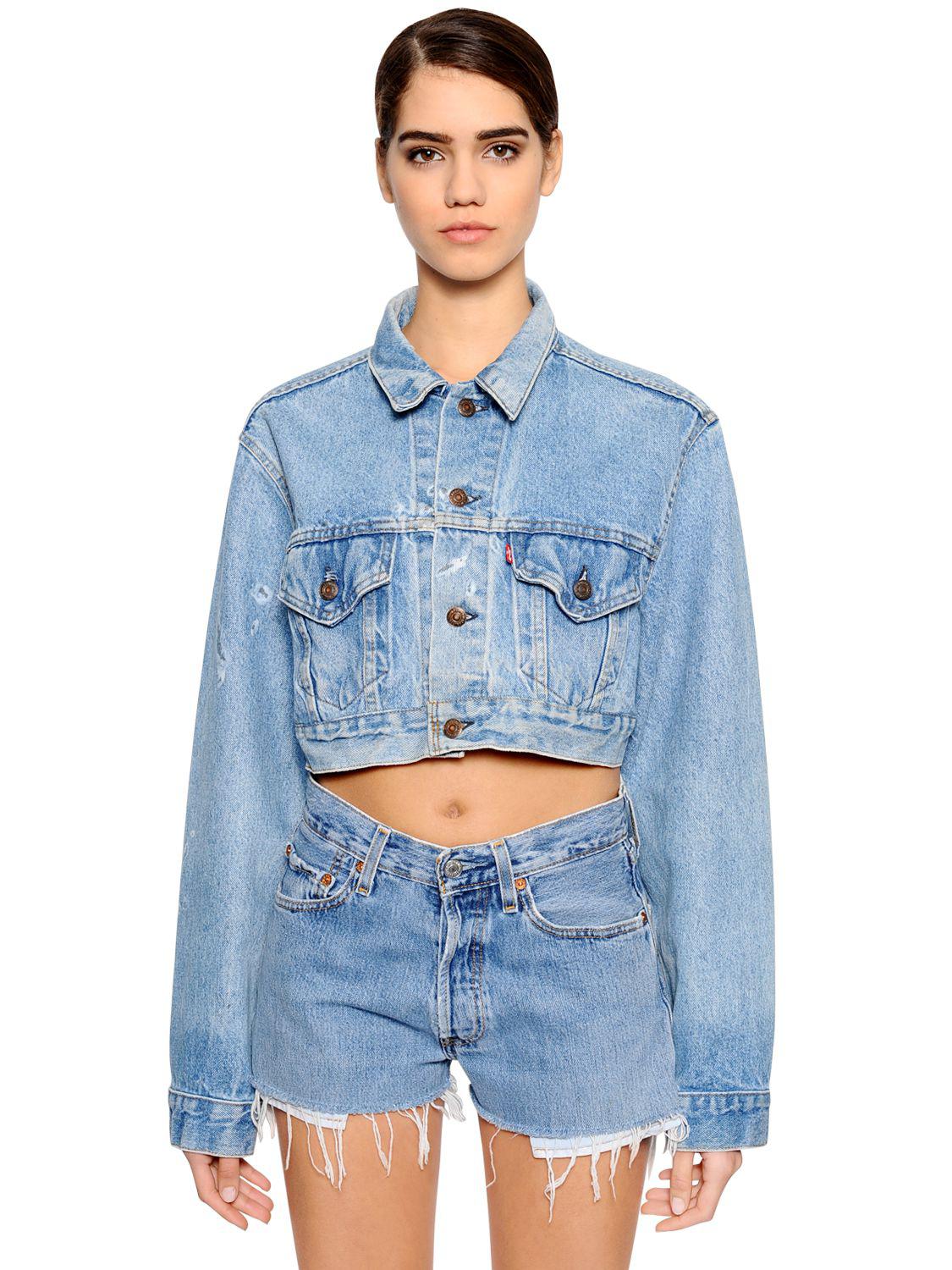 redone cropped denim jacket