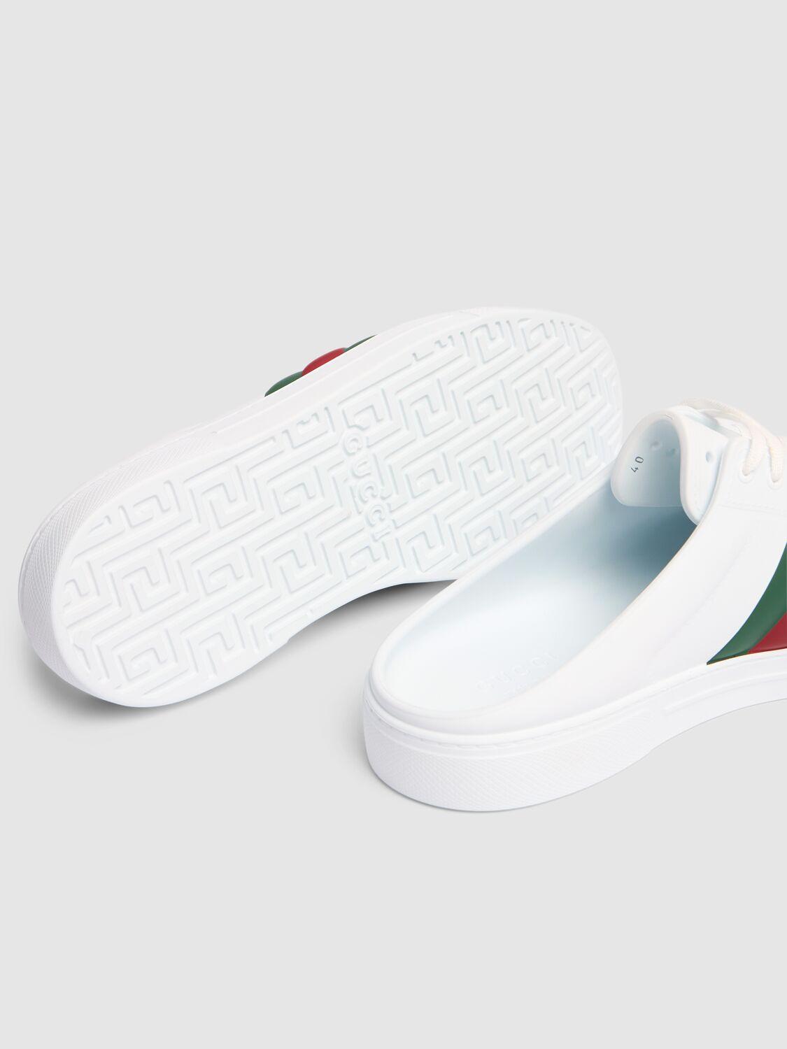 【GUCCI】ACE SABOT Web Stripe Rubber Mule Sneakers WHITE Gucci Ace Sabot Rubber Mules in White for Men | Lyst