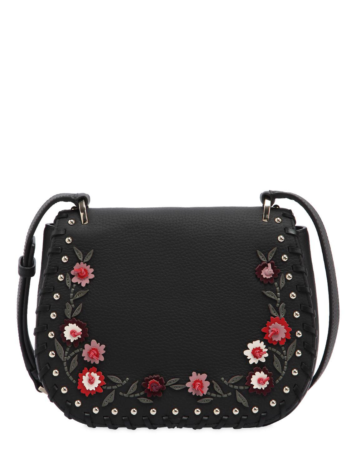 Kate Spade Tressa Floral Appliqués Leather Bag in Black | Lyst