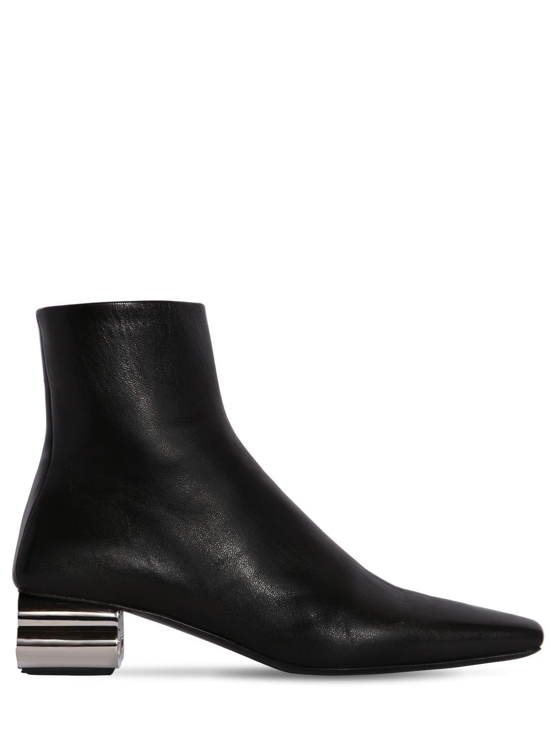Balenciaga 50mm Typo Leather Ankle Boots in Black/Silver (Black ...