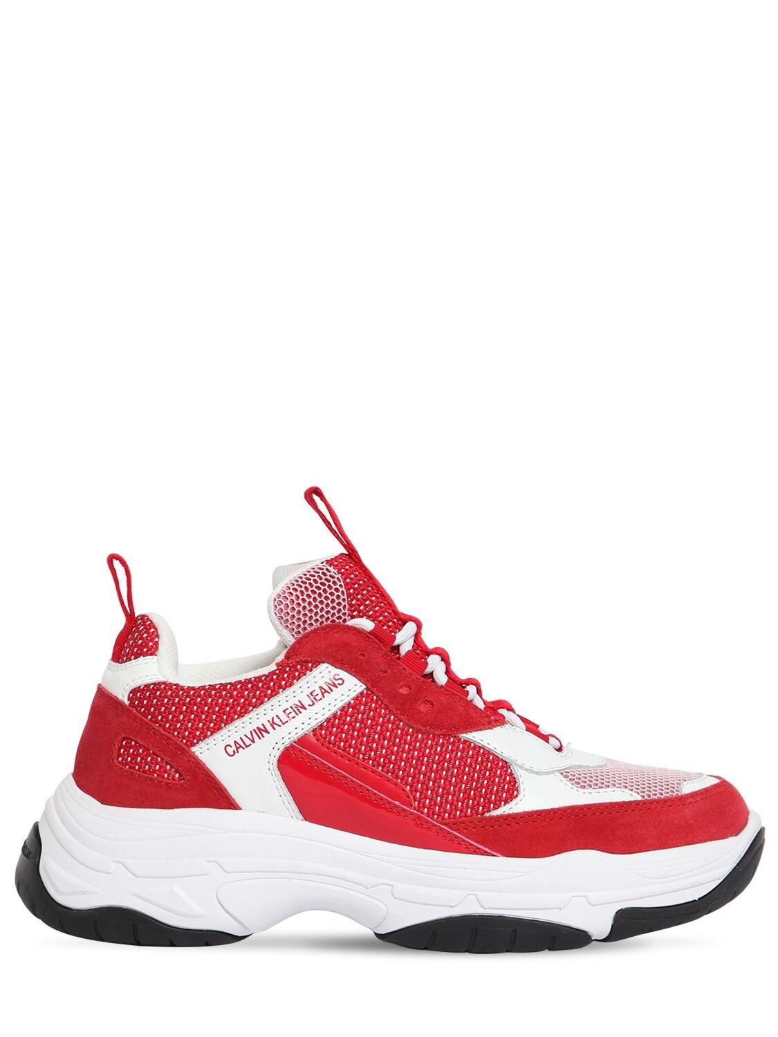 calvin klein maya chunky leather trainers