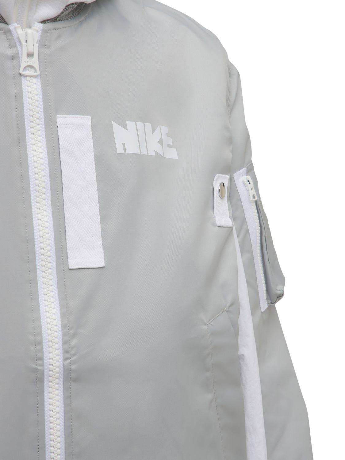 Nike Sacai Layered Bomber Jacket in Grey for Men | Lyst UK