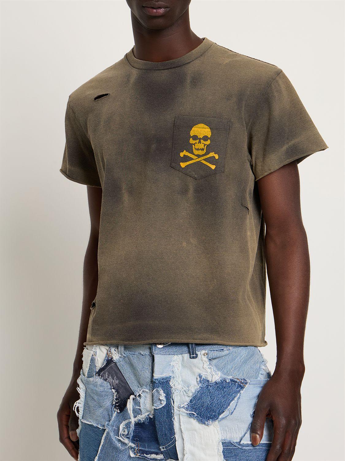 【GALLERY DEPT.】ZIP TEE GALLERY DEPT. Zip Logo Print Washed Cotton T-Shirt in Green