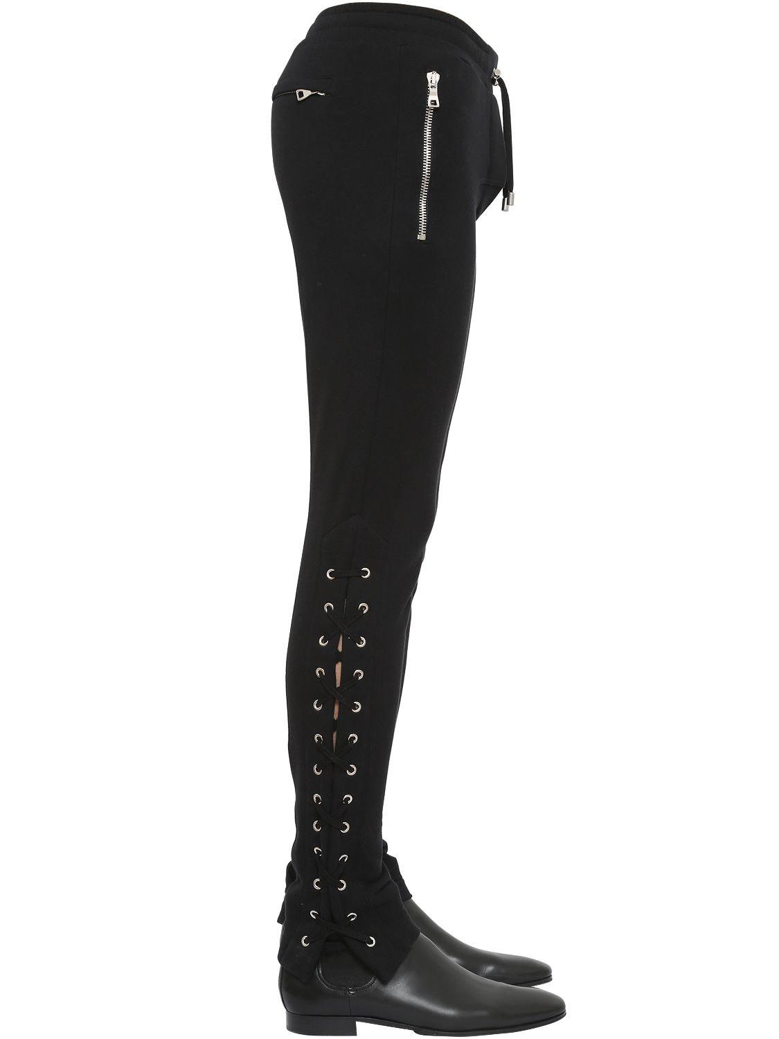 men's side lace up leather pants