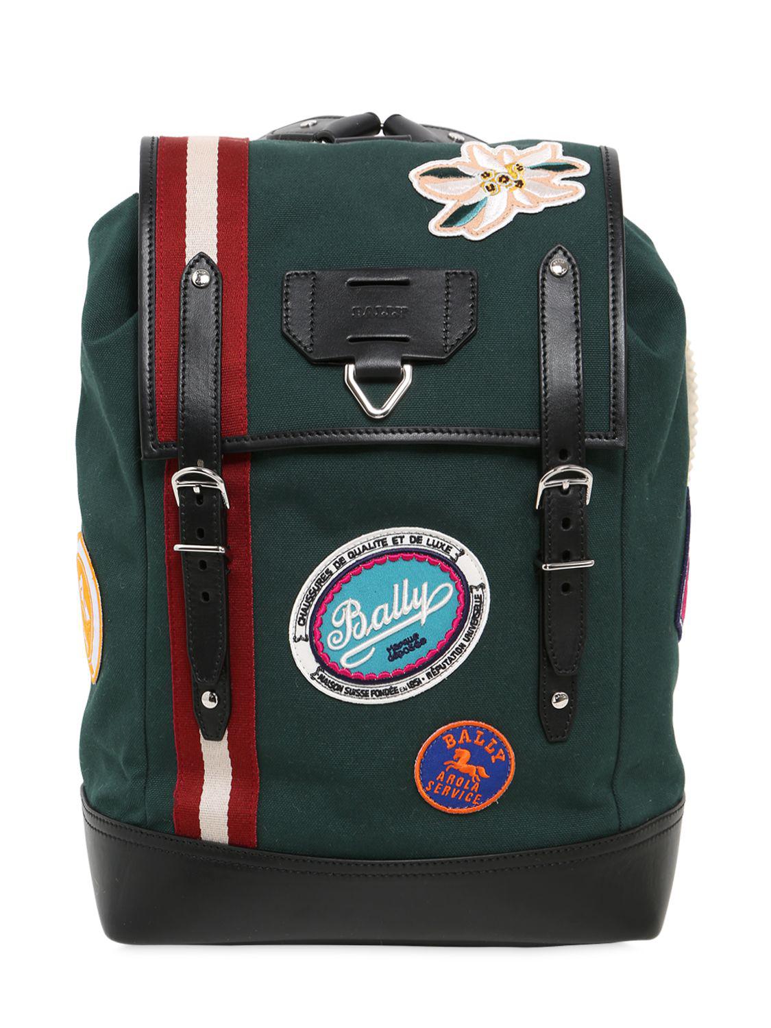 Bally Canvas Backpack W/ Patches in Green for Men Lyst