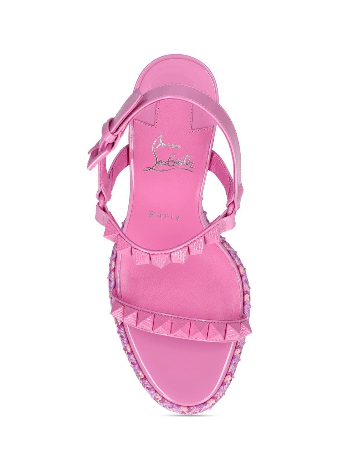 CHRISTIAN LOUBOUTINの靴♪ ** PYRACLOU PINK SATIN ** 110mm Christian Louboutin Pyraclou 110 Pink Glitter Stud Platform