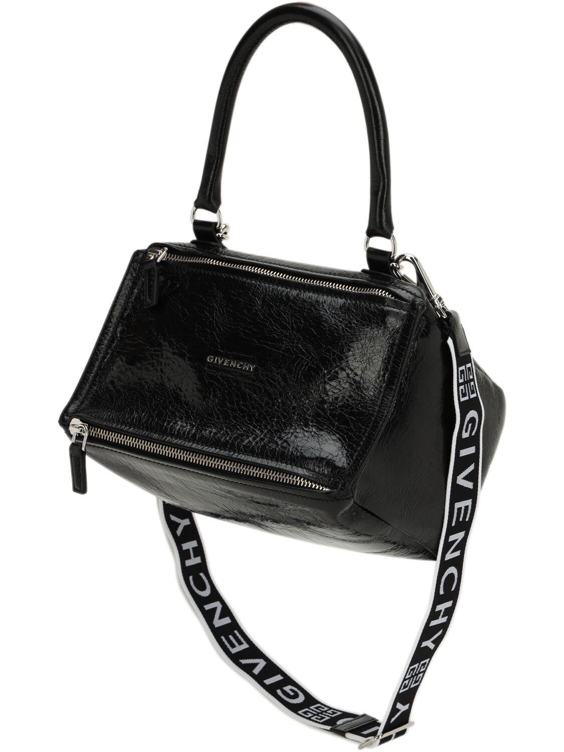Givenchy Small Pandora 4g Logo Strap Leather Bag in Black | Lyst