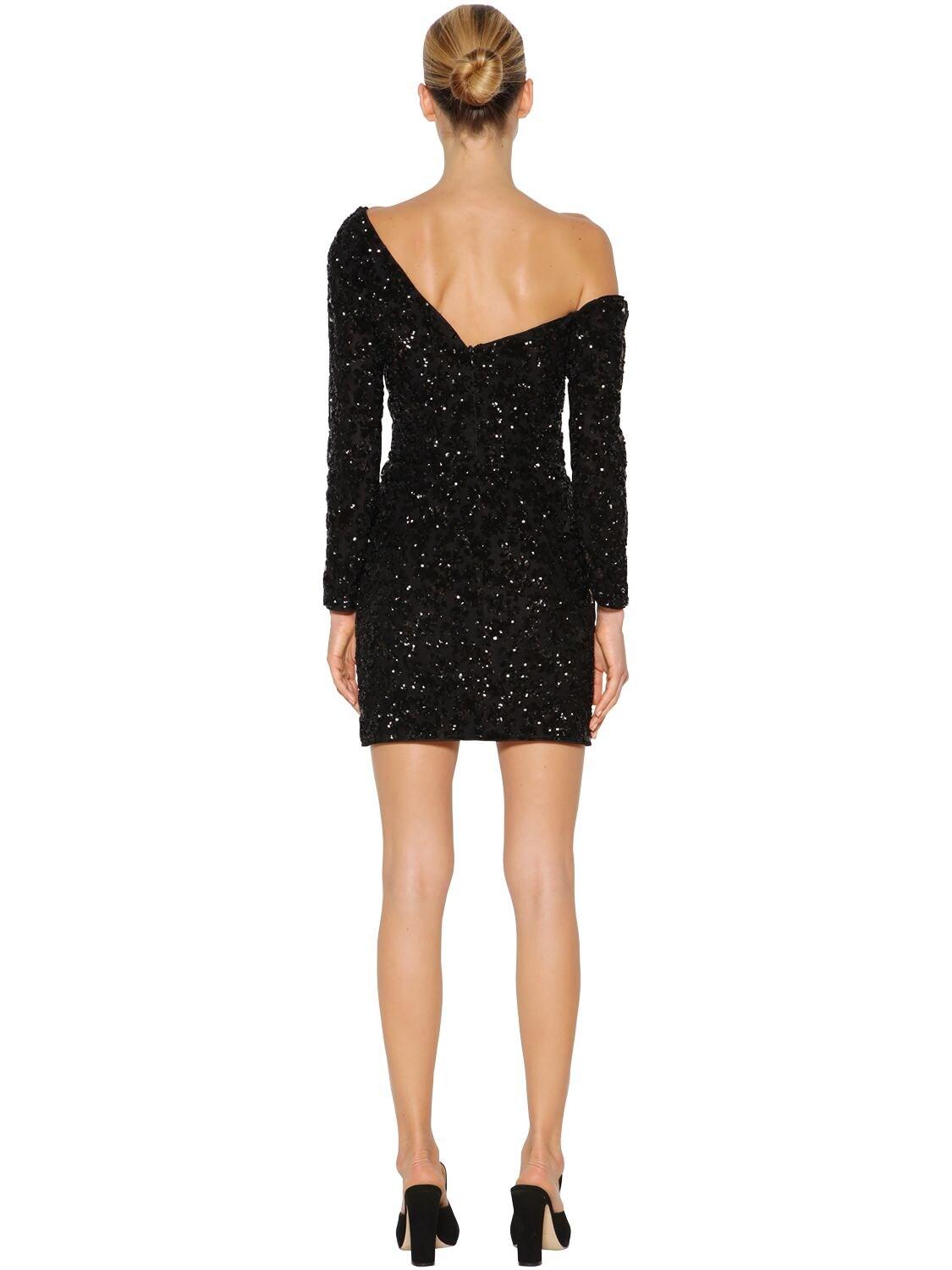 Self-Portrait Synthetic Sequin Ruffle Mini Dress in Black - Save 49% - Lyst