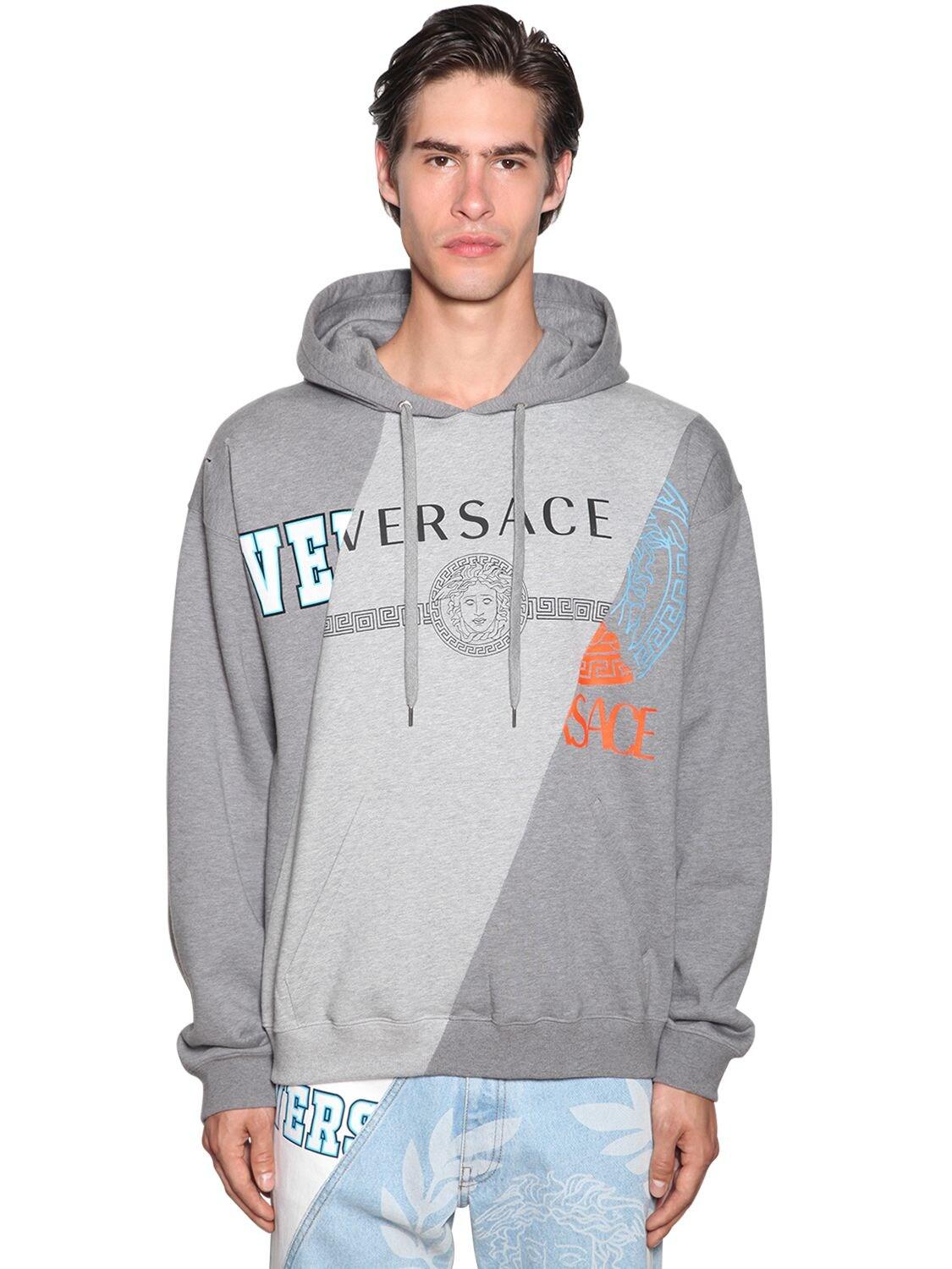 Versace Hoodie W/ Print in Grey (Gray) for Men - Lyst