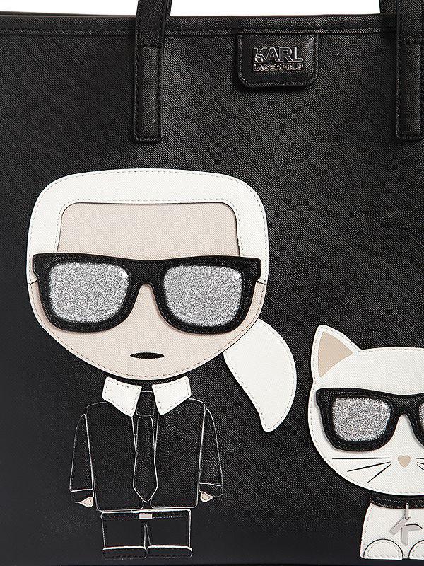 Karl Lagerfeld K/ikonik Karl Choupette Faux Leather Bag in Black | Lyst