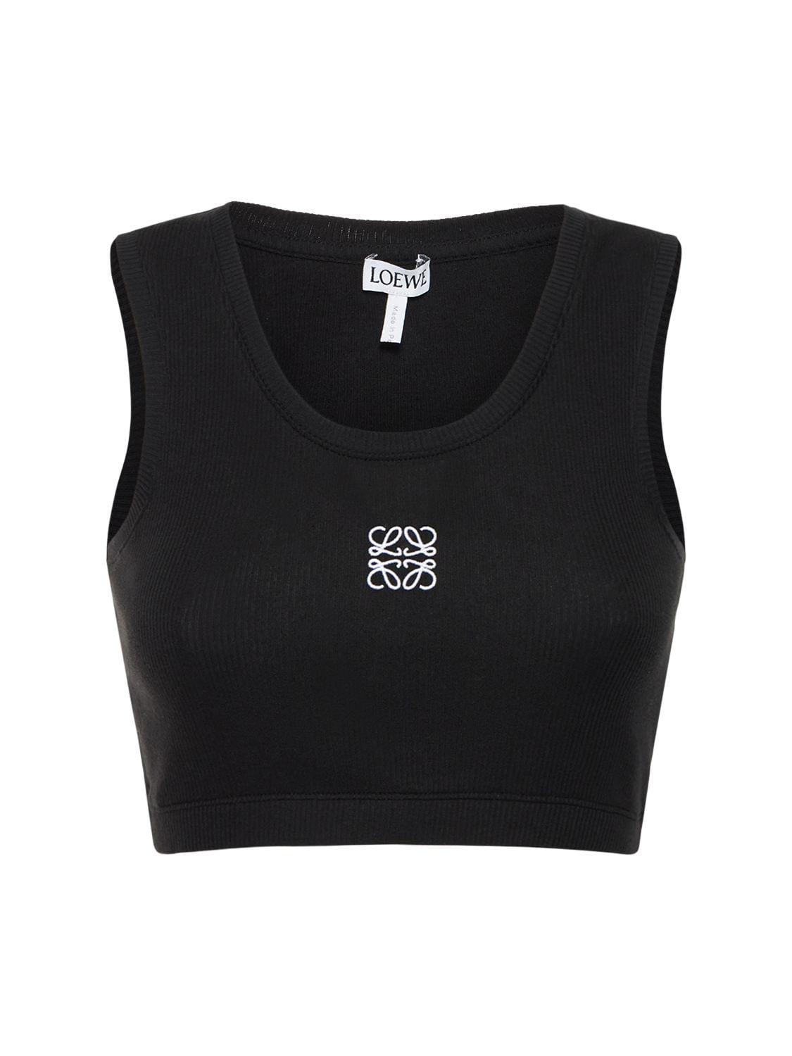 Tシャツ・カットソー LOEWE Anagram cropped top made of cotton jersey LOEWE Anagram cropped embroidered ribbed cotton T-shirt