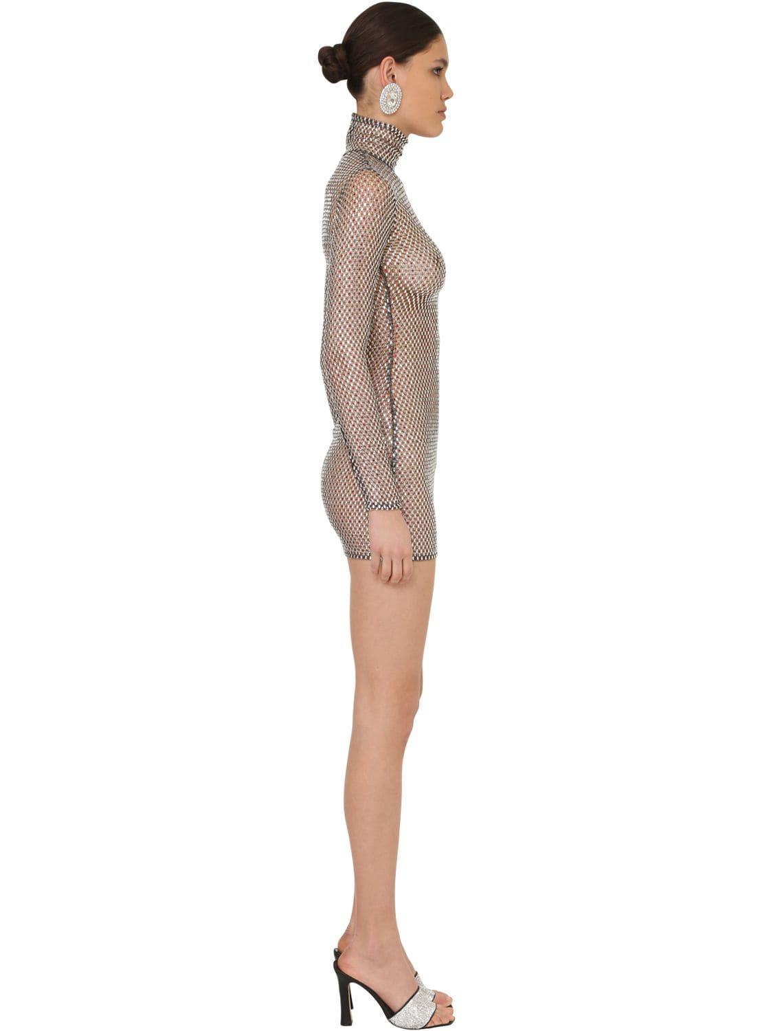 mesh turtleneck dress