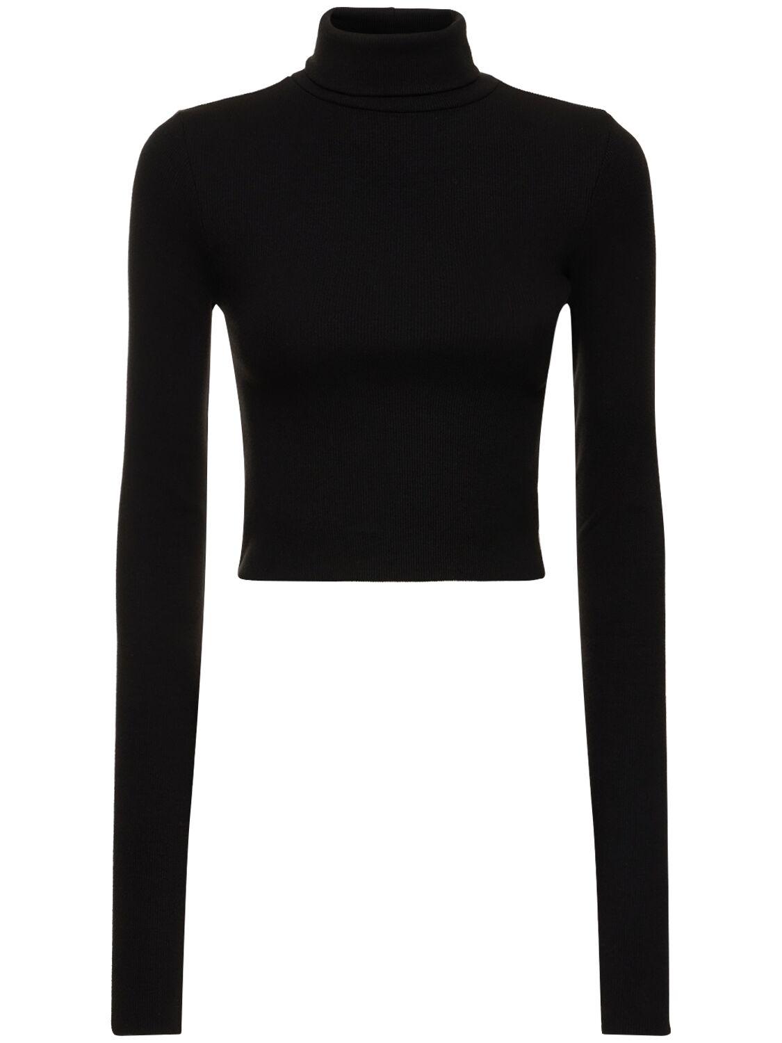 Long sleeve turtleneck outlet cropped top