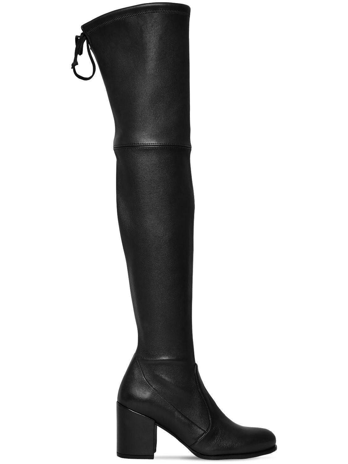 Stuart Weitzman 70mm Tieland Stretch Leather Boots in Black - Lyst