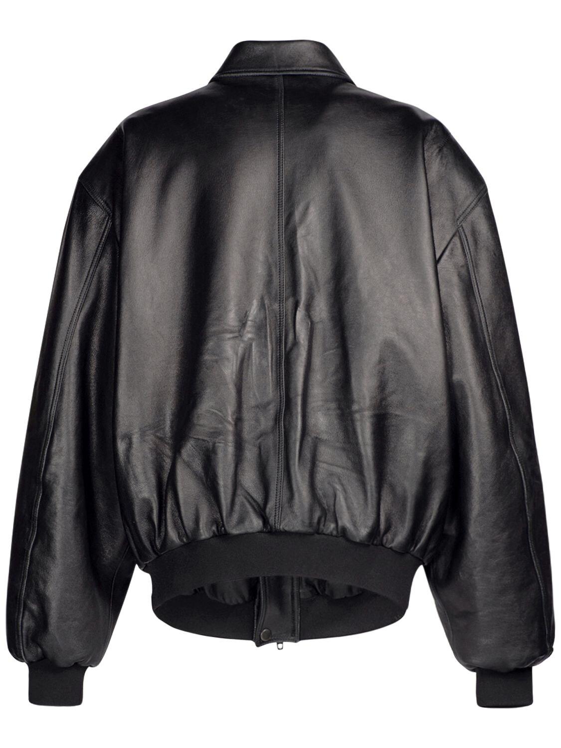 Balenciaga Taxi Leather Bomber Jacket in Black | Lyst