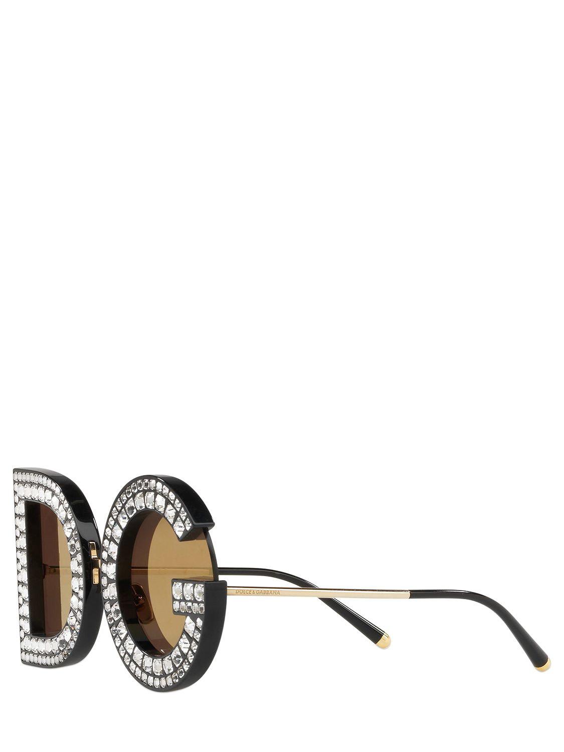 Dolce & Gabbana Dg Crystals Embellished Sunglasses in Metallic | Lyst