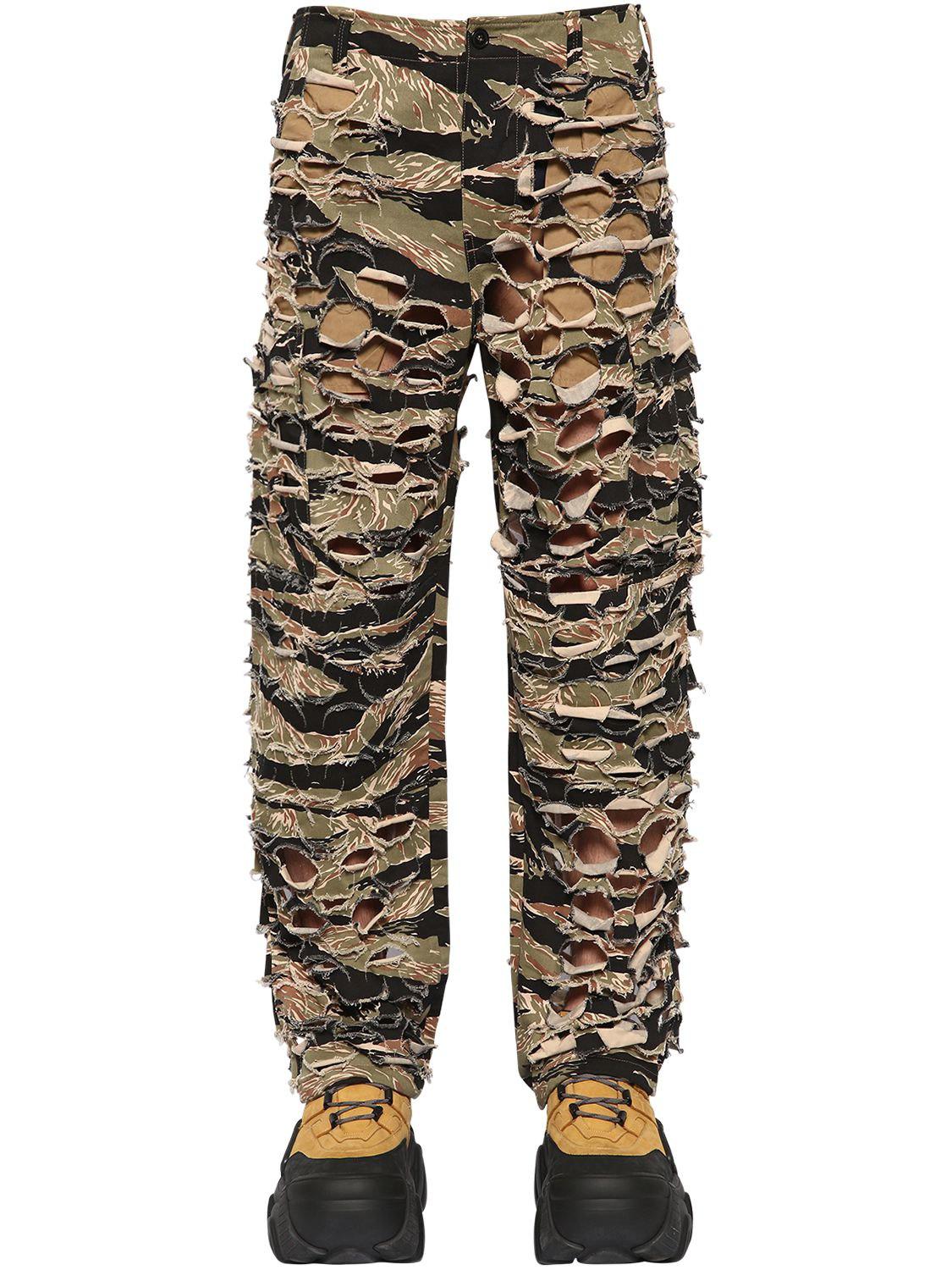 Vetements Military-net Cutout Camo Canvas Pants in Green for Men | Lyst