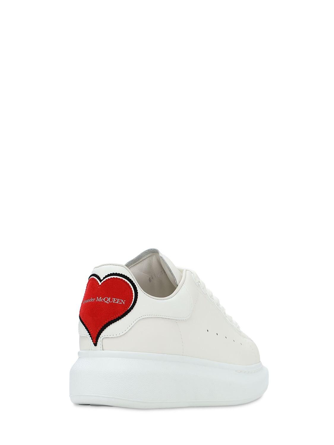 Alexander McQueen 45mm Heart Patch Leather Sneakers in White | Lyst
