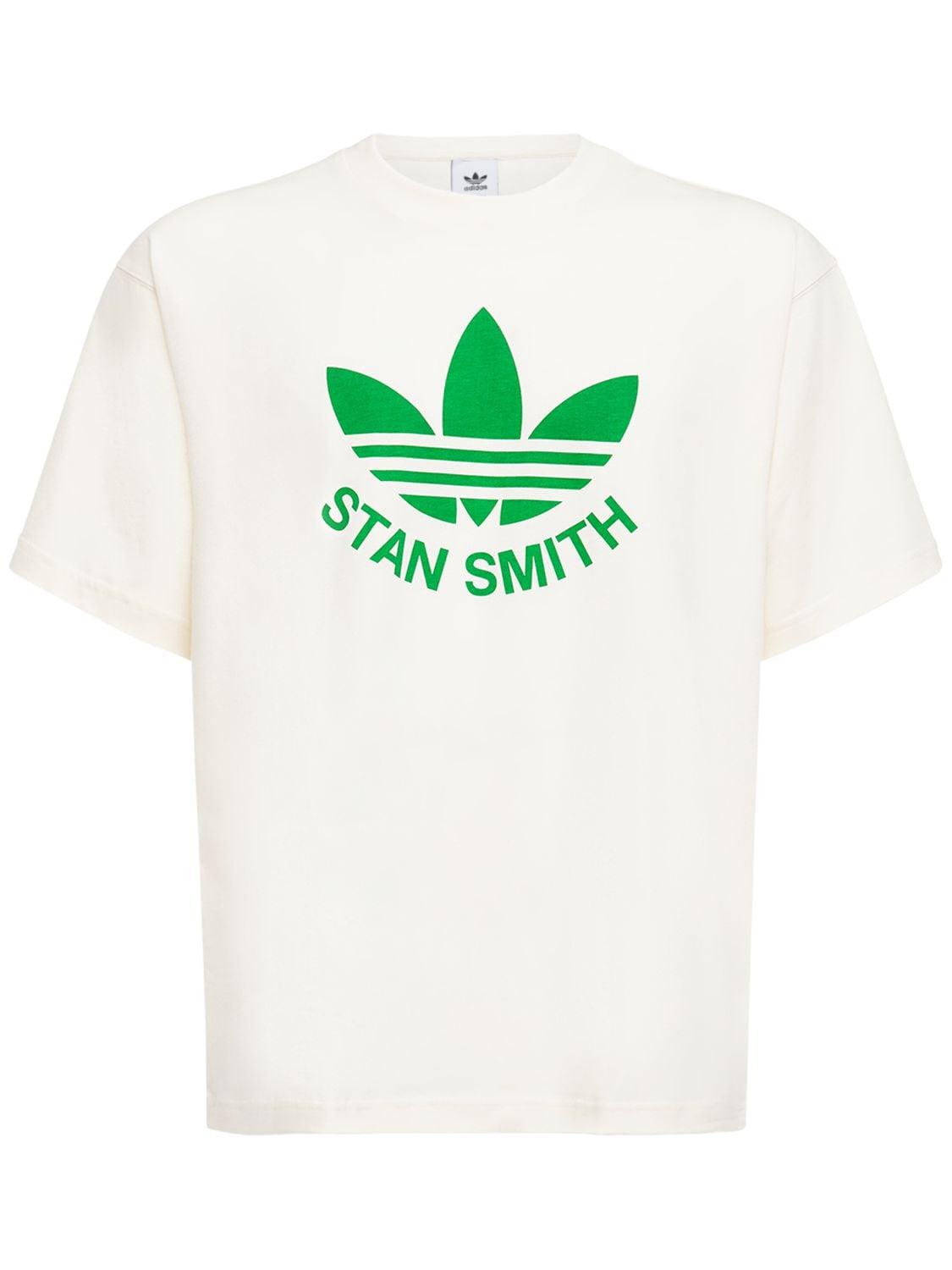 adidas Originals Smith Logo-print Organic Cotton-jersey T-shirt Green for Men | Lyst