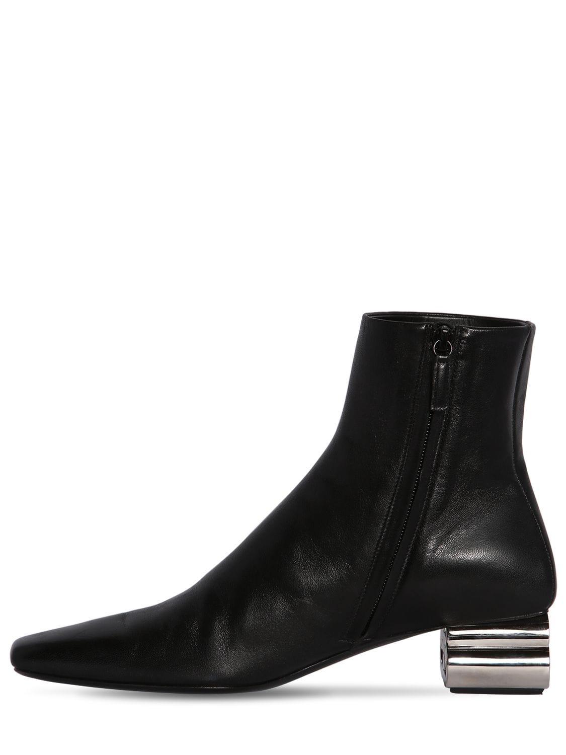 Balenciaga 50mm Typo Leather Ankle Boots in Black/Silver (Black ...