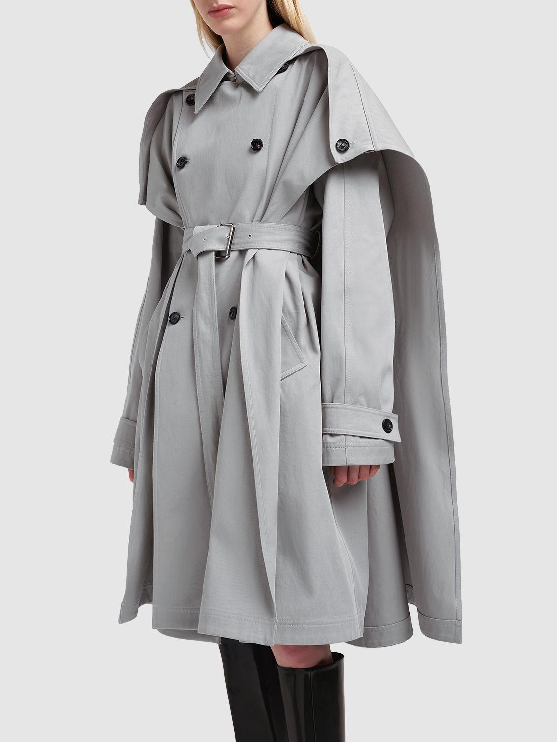 Bottega Veneta Cotton Canvas Cape Trench Coat in Grey Lyst UK