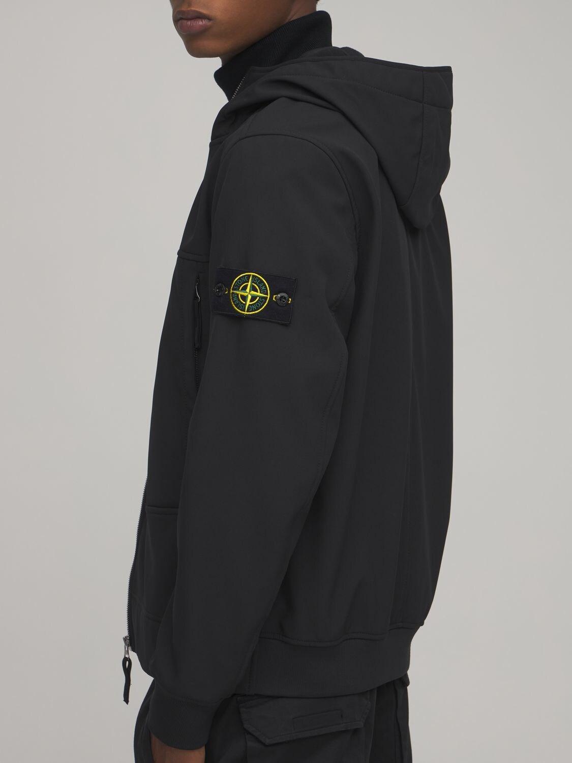 Stone Island Hooded Soft Shell R Tech Jacket In Black For Men Lyst