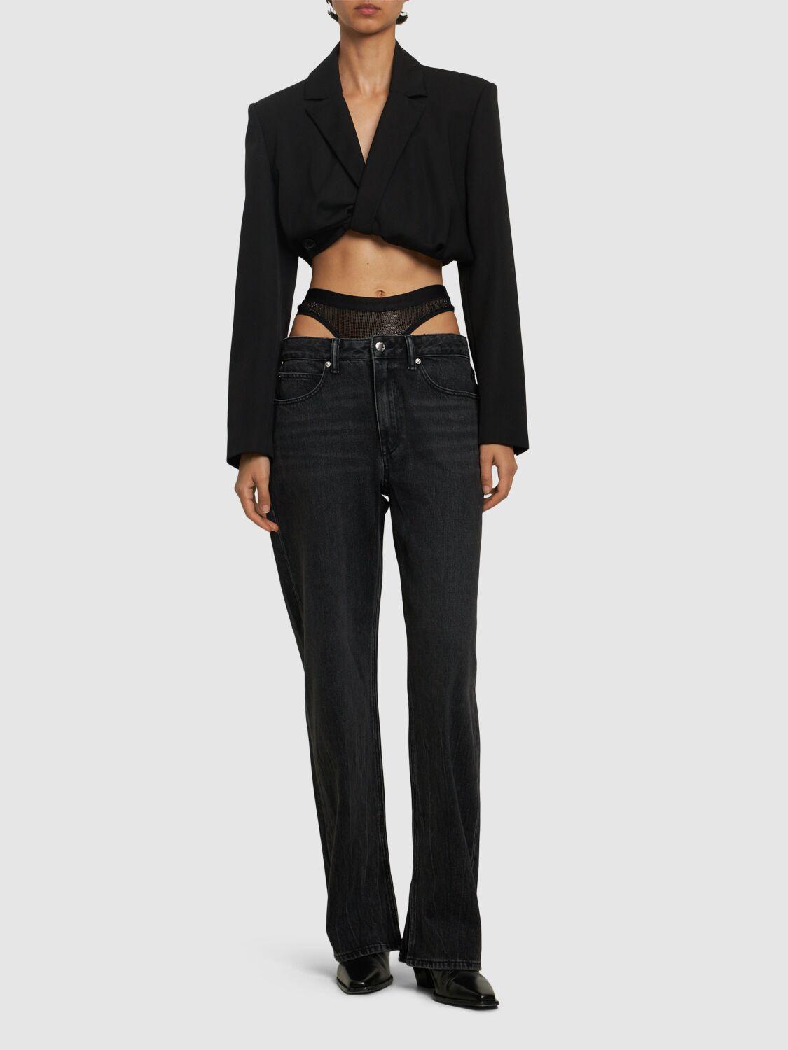 デニム・ジーパン Denim X Alexander Wang Slit Hem Prestyle Hotfix Mesh Undie' Denim x alexander wang 'slit hem prestyle hotfix mesh undie