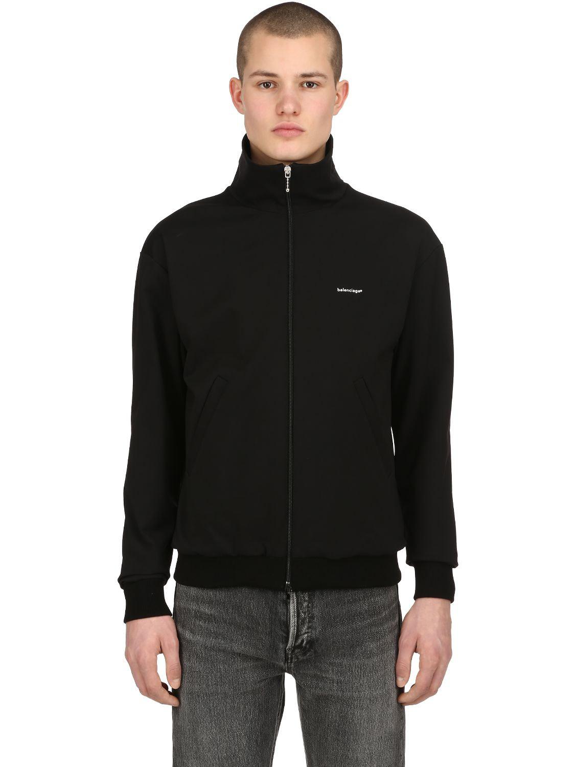 Balenciaga Jersey Crepe Track Jacket in Black for Men | Lyst