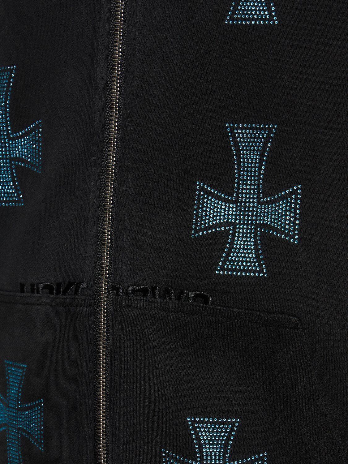 Unknown Rhinestone dagger Cotton Zip Hoodie in Black for Men | Lyst