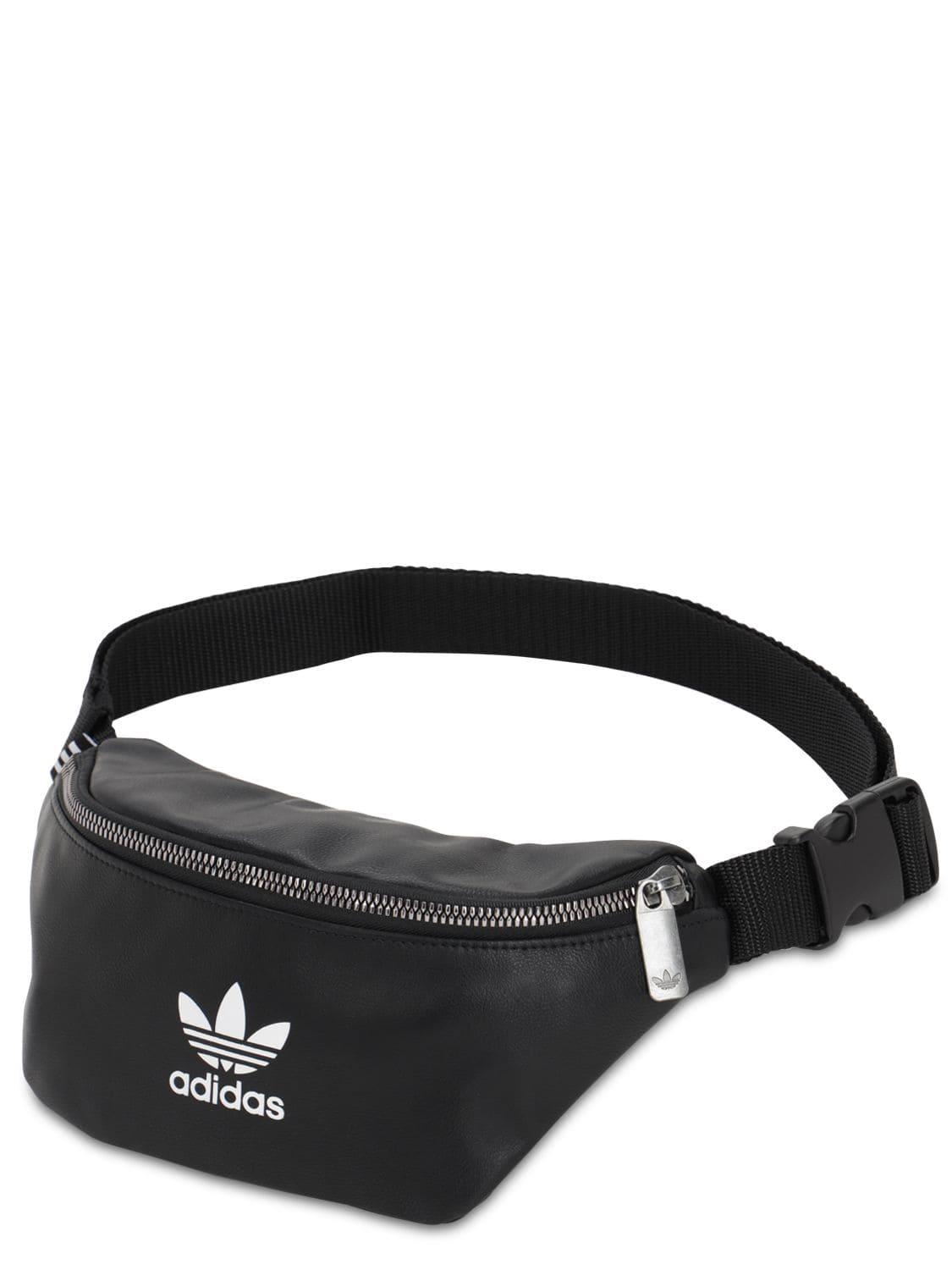 adidas Originals Faux Leather Belt Bag in Black - Lyst