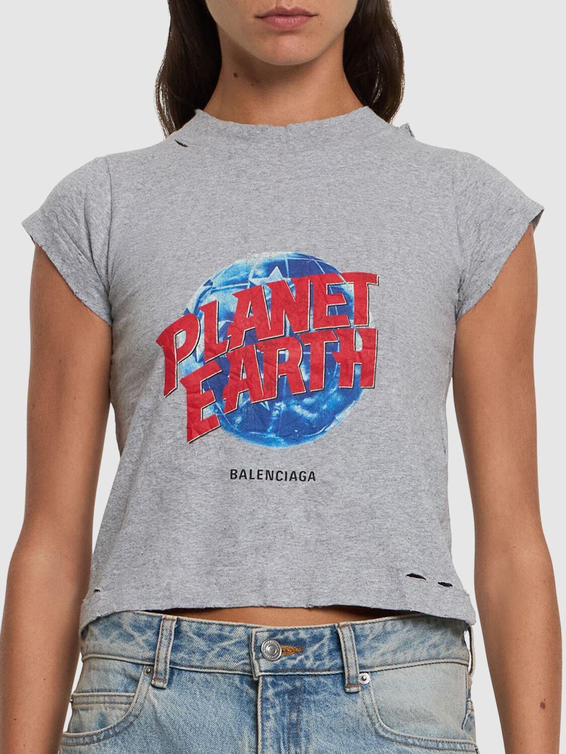 関税込【Balenciaga】Planet Earth oversized cotton T-shirt Balenciaga Planet Earth T-Shirt Oversized | Saks Fifth Avenue