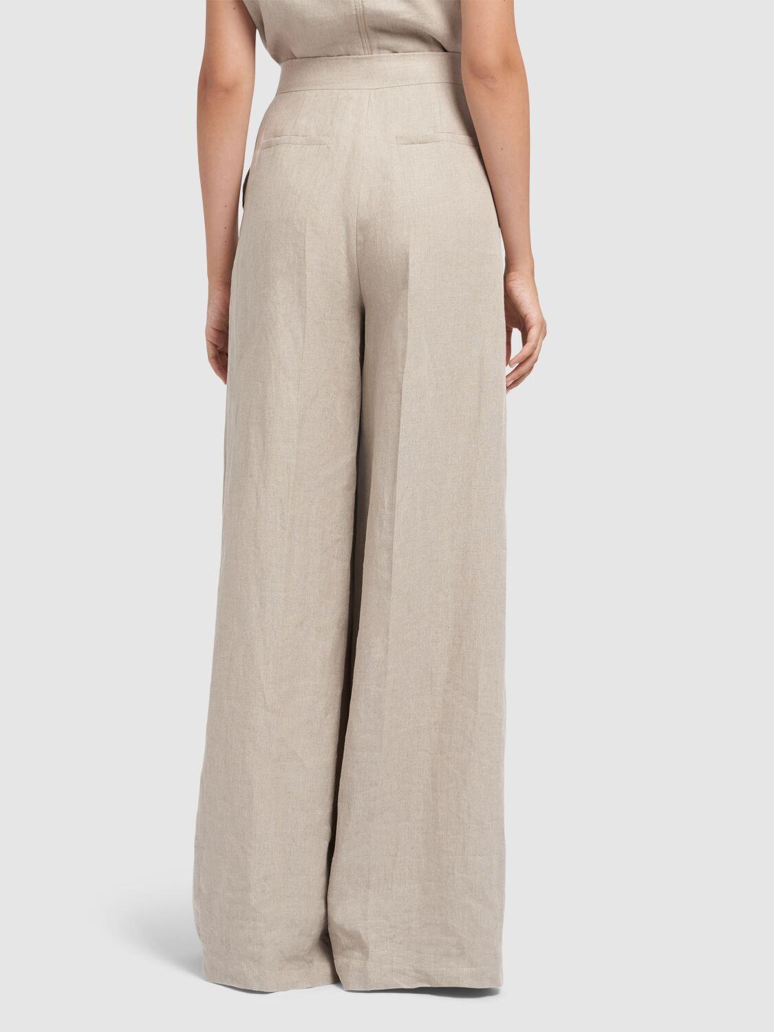 Max Mara マックスマーラ SEQUOIA ワイドレッグ リネン パンツ Max Mara Sequoia リネンワイドパンツ ナチュラル | Lyst
