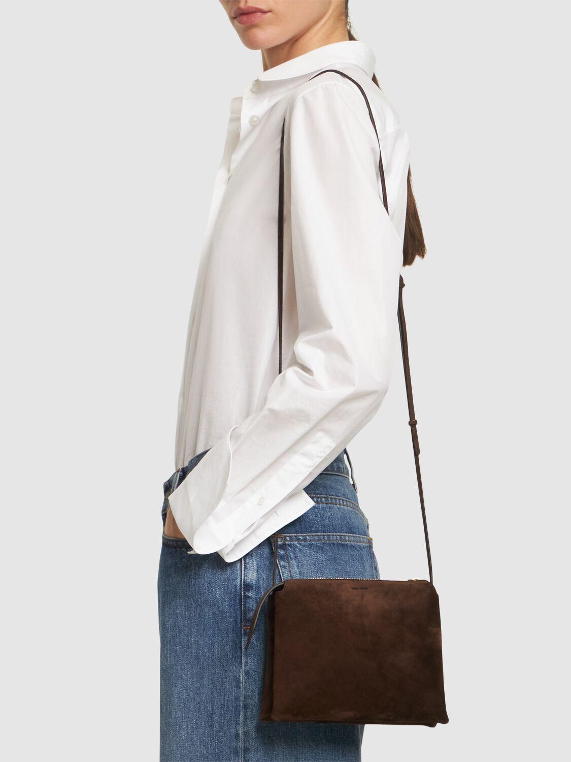 The Row Nu Mini Twin スエードショルダーバッグ ブラウン | Lyst