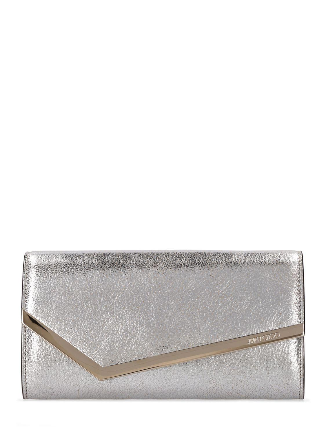 Jimmy Choo Emmie Leather Clutch in Gray Lyst