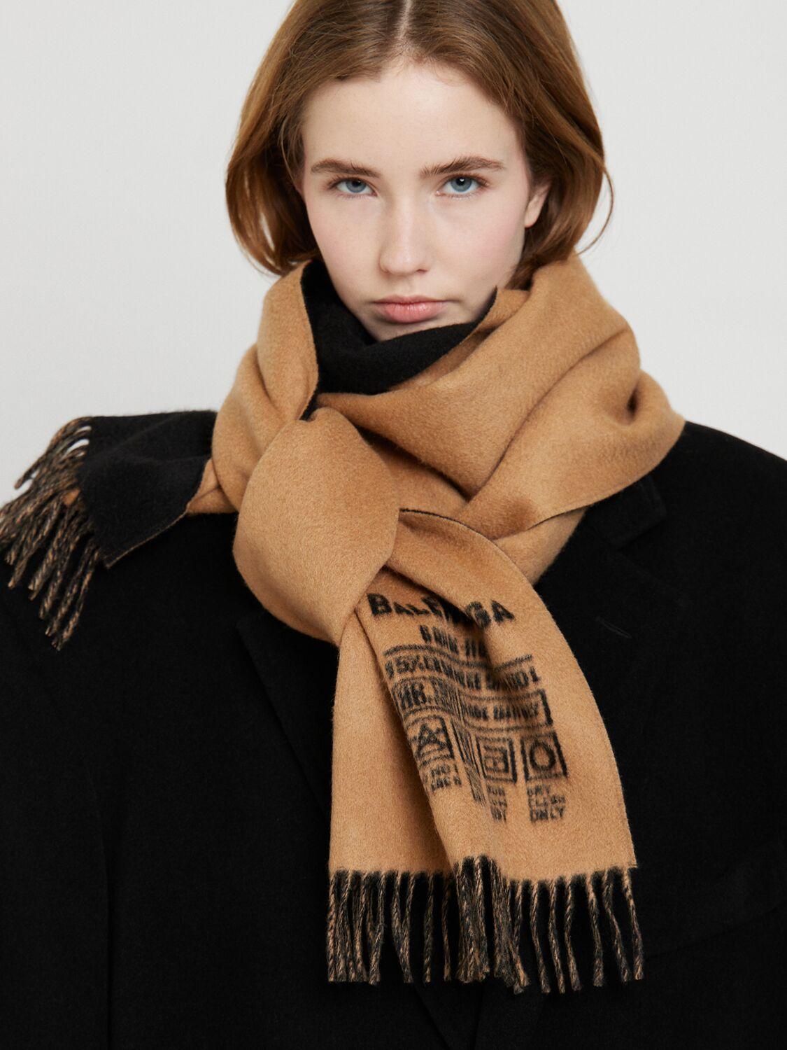 Balenciaga Wool Blend Scarf in Brown | Lyst