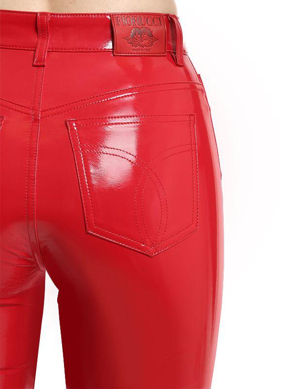 Fiorucci Yves Cigarette Vinyl Pants in Red | Lyst