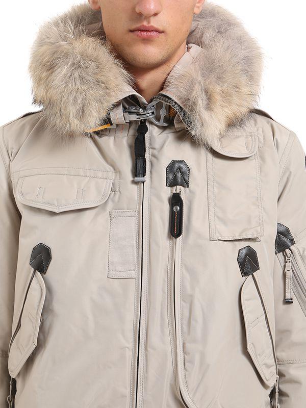 Parajumpers Gobi Down Bomber Jacket W/ Fur Trim in Beige (Natural) for