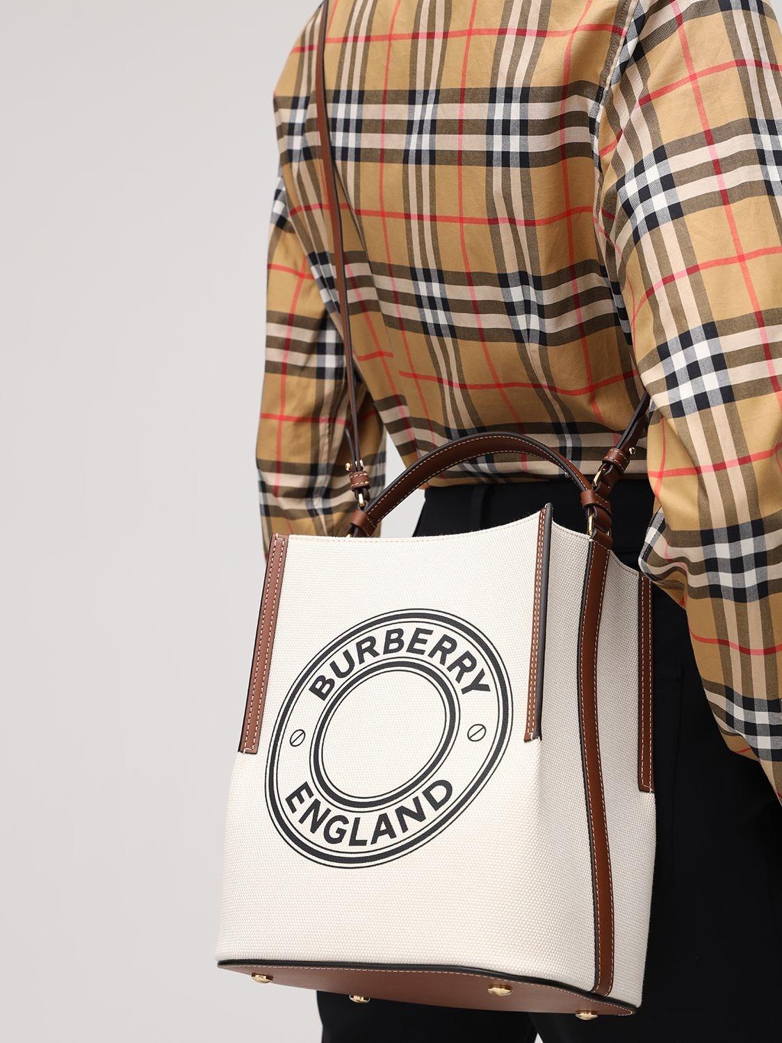 Burberry Small Logo Graphic Cotton Canvas Peggy Bucket Bag