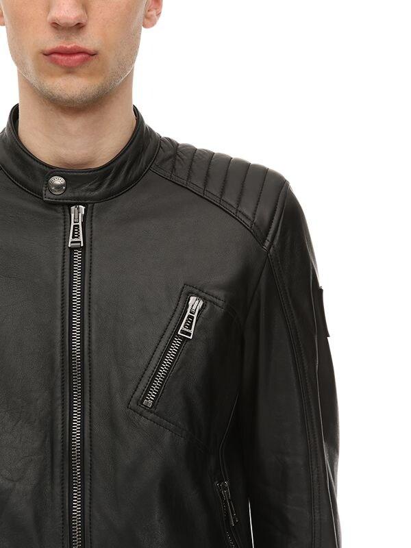 Belstaff V Racer Tumbled Leather Jacket in Black for Men Lyst